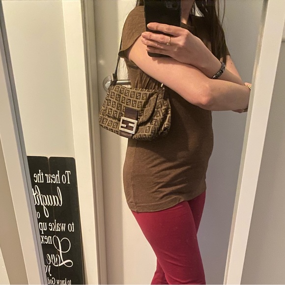 Fendi Vintage Zucchino Mini Mamma Baguette Dark Brown Canvass Leather - Picture 15 of 15